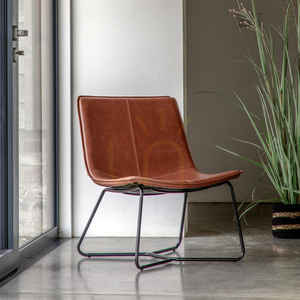 Lounge Chair Gallery Direct Hawking Brown Faux Leather Black Metal Frame small 1