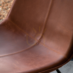 Lounge Chair Gallery Direct Hawking Brown Faux Leather Black Metal Frame small 3
