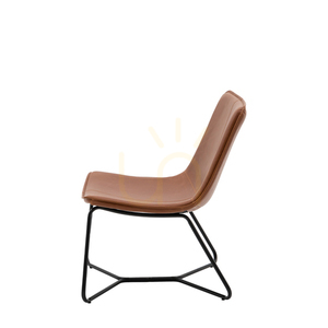 Lounge Chair Gallery Direct Hawking Brown Faux Leather Black Metal Frame small 5