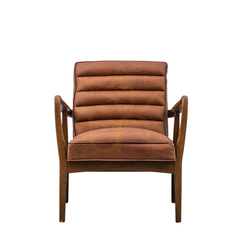 Check Datsun vintage brown leather armchair 70 × 76 × 80 cm – Gallery Direct