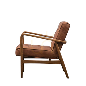 Gallery Direct Humber Vintage Brown Leather Armchair with Oak Frame small 4