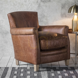 Gallery Direct Mr. Paddington Vintage Brown Leather and Ash Armchair small 4
