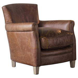 Gallery Direct Mr. Paddington Vintage Brown Leather and Ash Armchair small 0