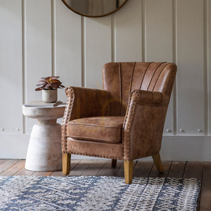 Gallery Direct Hickman Brown Leather Armchair small 1