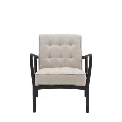 Check Armchair Gallery Direct Humber Natural Weave Oak Mid-Century Style