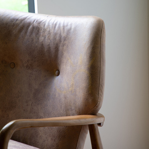 Armchair Gallery Direct Jensen Brown Leather Mid-Century Oak Frame small 3