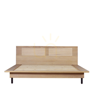 Gallery Direct Okayama Oak and Black Steel Bedstead, 182 × 220 cm small 0