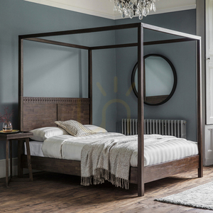 Gallery Direct Boho Retreat Brown Four-Poster Bed 160 × 200 cm small 1