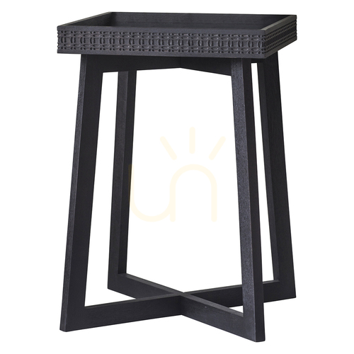 Check Gallery Direct Boho Boutique Black Mango Bedside Table, 46 × 46 × 66.5 cm