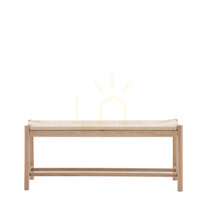 Eton Oak and Woven Rope Bench 110 × 43.5 × 45 cm Gallery Direct small 0