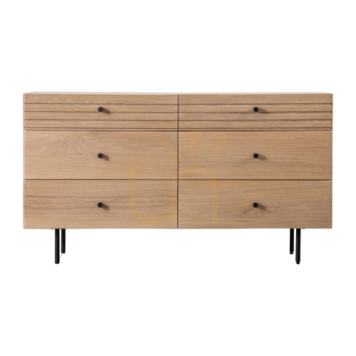 Check Chest of Drawers Gallery Direct Okayama 6 Drawer Oak 131cm 5059413421167