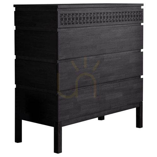 Check Chest of Drawers Gallery Direct Boho Boutique 4 Drawer Black Mango Wood 100cm
