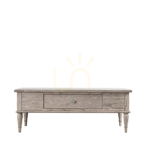 Coffee Table Gallery Direct Mustique Natural Mindi Wood with Drawer 120 x 60 cm small 0
