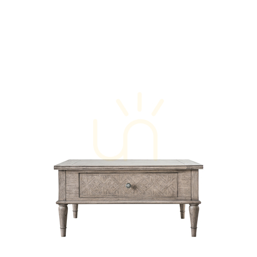 Check Coffee Table Gallery Direct Mustique Square 2 Drawer Natural Mindi Wood 90cm