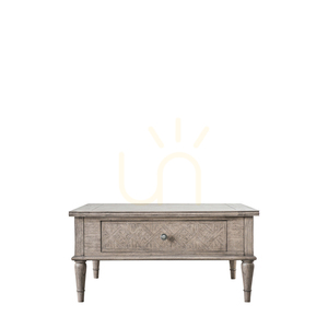 Coffee Table Gallery Direct Mustique Square 2 Drawer Natural Mindi Wood 90cm small 0