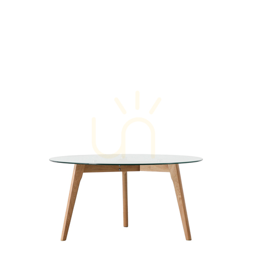 Check Coffee Table Gallery Direct Blair Round Oak and Glass 90cm