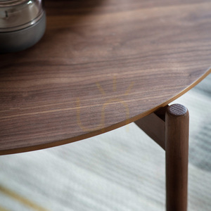 Coffee Table Gallery Direct Burley Walnut Round Oak Veneer 70cm small 2
