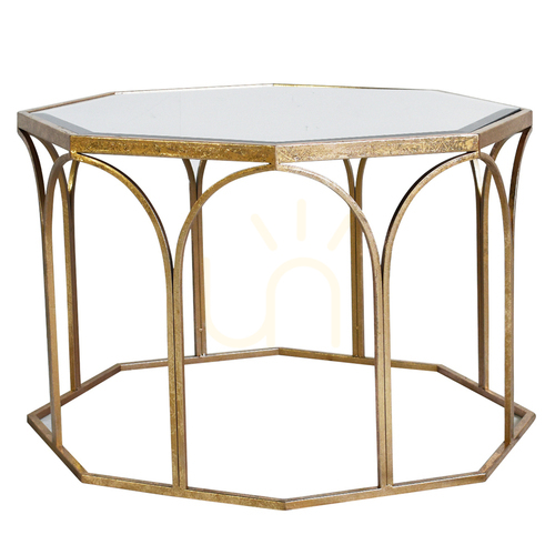 Check Coffee Table Gallery Direct Canterbury Gold Octagonal Glass Top 80cm