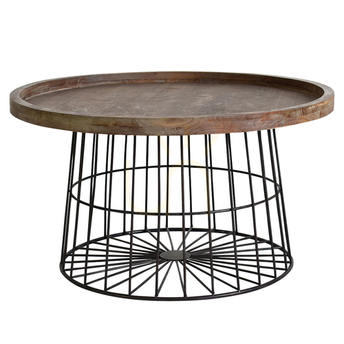 Check Coffee Table Gallery Direct Menzies Grey Natural MDF Metal 80x80x45cm