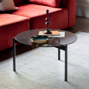 Coffee Table Gallery Direct Moran Black Smoked Glass Oak 70x70x40 cm small 1