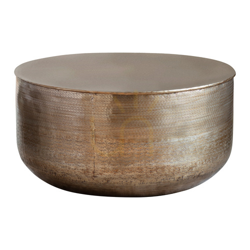 Check Coffee Table Gallery Direct Ashta Antique Brass Metal 80cm 5056315930018