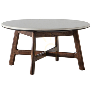 Coffee Table Gallery Direct Barcelona Round Dark Wood Marble 80cm 5056272006511 small 0
