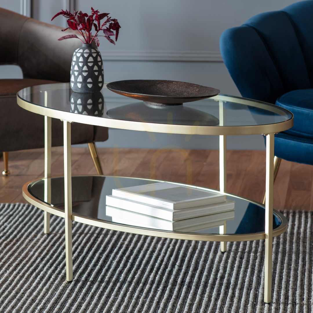 View Coffee Table Gallery Direct Hudson Champagne Glass Metal 112x61x51cm Coffee Table Gallery Direct Hudson Champagne Glass Metal 112x61x51cm