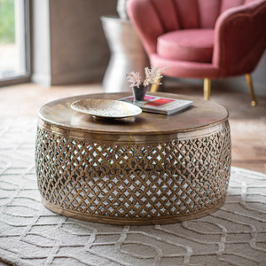 Coffee Table Gallery Direct Khalasar Light Gold Hammered Metal 82cm 5056315929968 small 1