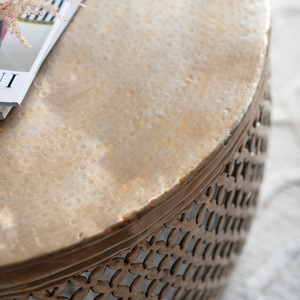 Coffee Table Gallery Direct Khalasar Light Gold Hammered Metal 82cm 5056315929968 small 2