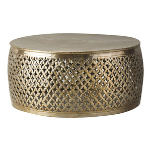 Coffee Table Gallery Direct Khalasar Light Gold Hammered Metal 82cm 5056315929968 small 0