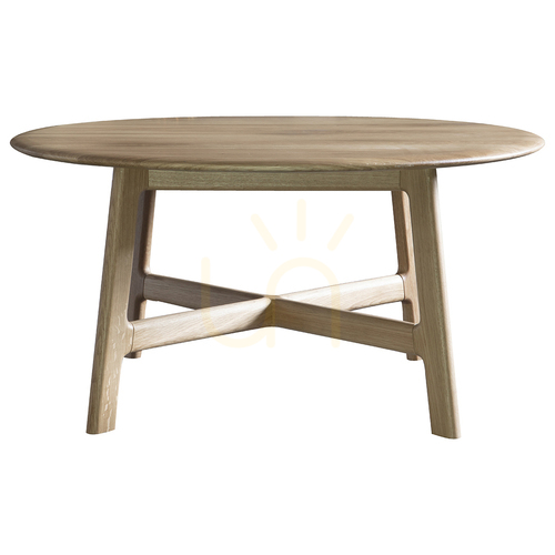 Check Coffee Table Gallery Direct Madrid Round Oak 80cm 5056272083451