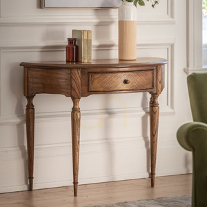 Console Table Gallery Direct Highgrove Demi Lune Natural Mindi Wood 92.5cm small 2
