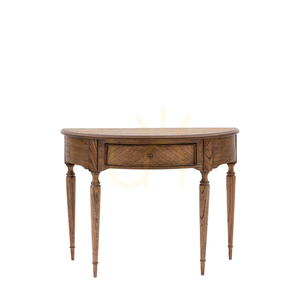 Console Table Gallery Direct Highgrove Demi Lune Natural Mindi Wood 92.5cm small 0