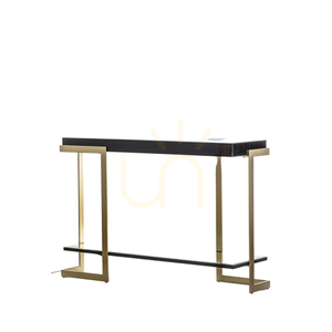 Console Table Gallery Direct Ardella Black Glass Gold Iron 120cm 3 Console Table Gallery Direct Ardella Black Glass Gold Iron 120cm small 3
