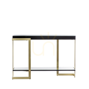 Console Table Gallery Direct Ardella Black Glass Gold Iron 120cm 0 Console Table Gallery Direct Ardella Black Glass Gold Iron 120cm small 0