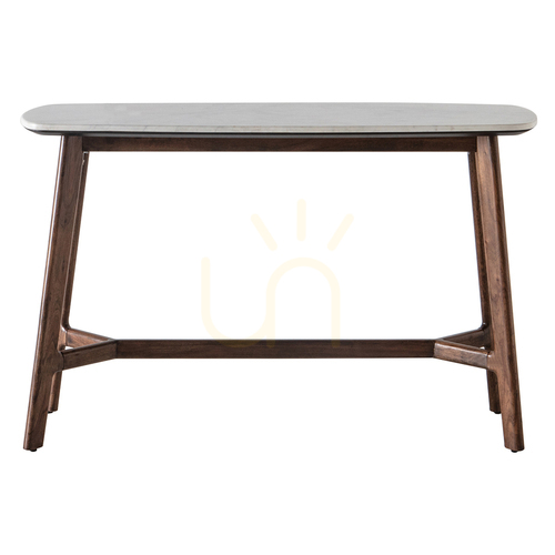 Check Console Table Gallery Direct Barcelona Dark Wood White Marble 120cm 5056272006566