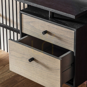 Desk Gallery Direct Carbury 2 Drawer Black Natural Oak Veneer 130x50cm 2 Desk Gallery Direct Carbury 2 Drawer Black Natural Oak Veneer 130x50cm small 2