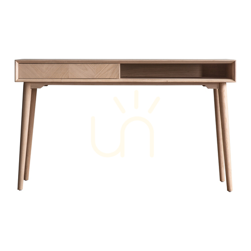 Check Desk Gallery Direct Milano Oak Chevron 1 Drawer 130cm