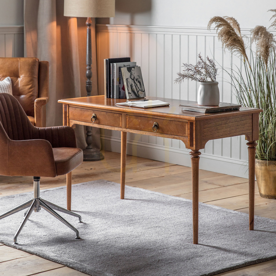 View Desk Gallery Direct Symphony Walnut Mindi Wood 2 Drawer 130x60cm Desk Gallery Direct Symphony Walnut Mindi Wood 2 Drawer 130x60cm