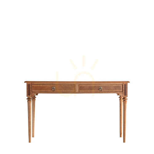 Check Desk Gallery Direct Symphony Walnut Mindi Wood 2 Drawer 130x60cm