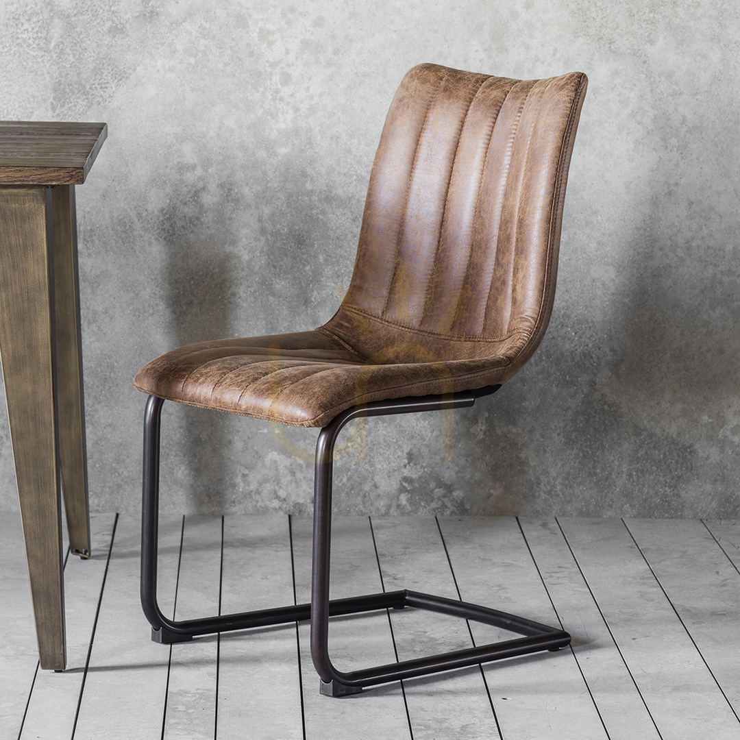 View Chair Pair Gallery Direct Edington Brown Faux Leather Cantilever 5055999244046 Chair Pair Gallery Direct Edington Brown Faux Leather Cantilever 5055999244046