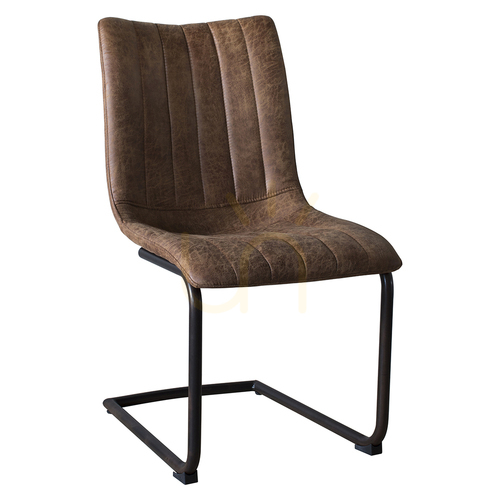 Check Chair Pair Gallery Direct Edington Brown Faux Leather Cantilever 5055999244046