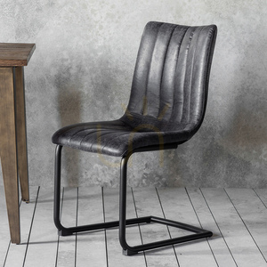 Gallery Direct Edington grey faux-leather cantilever dining chairs, set of 2 small 1