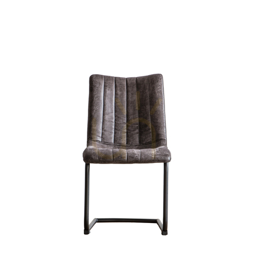 Check Gallery Direct Edington grey faux-leather cantilever dining chairs, set of 2