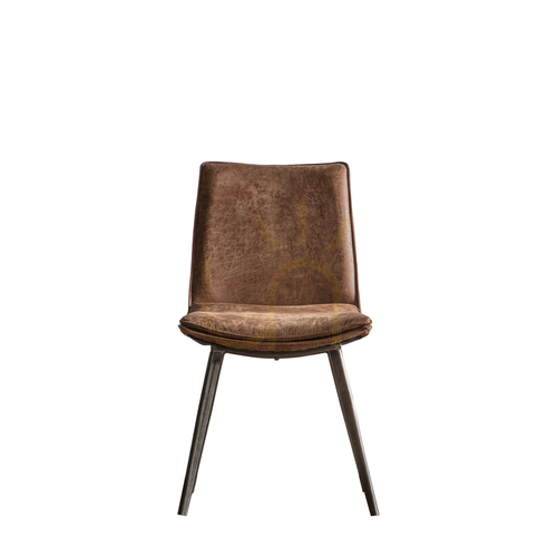 Check Chair Gallery Direct Hinks Brown Faux Leather Metal Legs 5055999244077