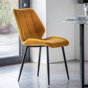 Dining Chairs Set of 2 Gallery Direct Manford Saffron Upholstered Iron Legs 5059413801044 small 1