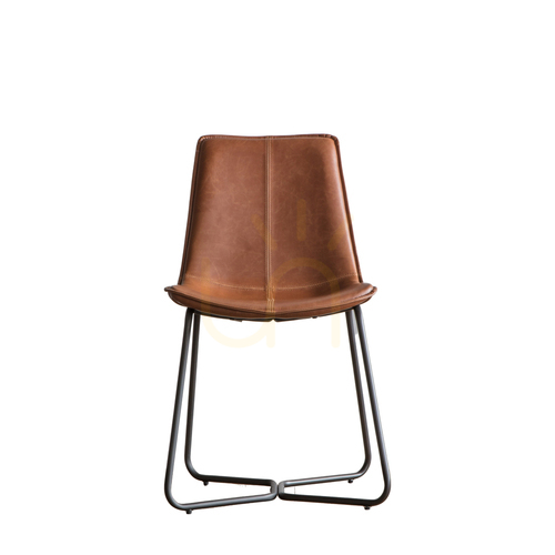 Check Gallery Direct Hawking Brown Faux Leather Dining Chairs, Set of 2