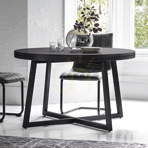 Round Dining Table Gallery Direct Boho Boutique Black 120cm Mango Wood small 1