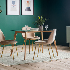 Dining Table Gallery Direct Blair Oak and Clear Glass 120 x 80 cm small 1