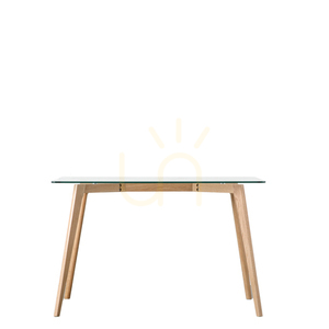 Dining Table Gallery Direct Blair Oak and Clear Glass 120 x 80 cm small 0